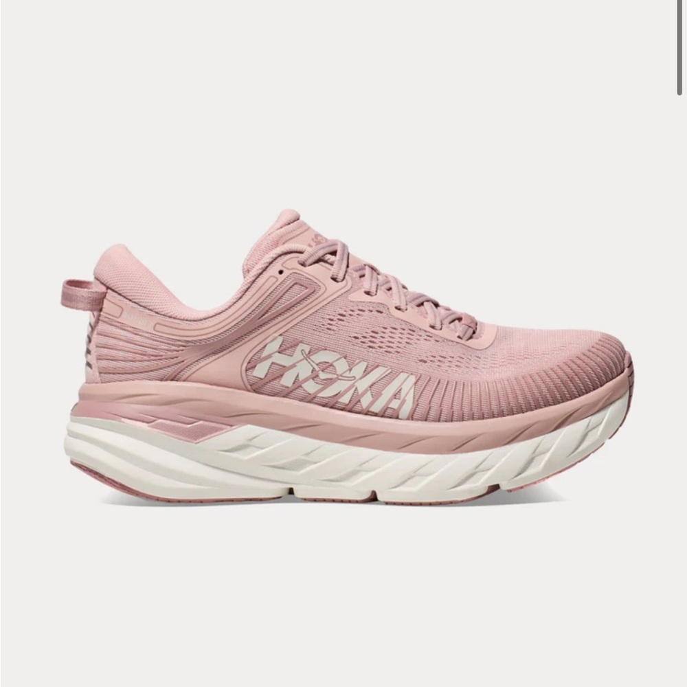 HOKA , Bondi 7, Women’s, Pink Running Shoes (peach whip), Size 8.5, regular fit
